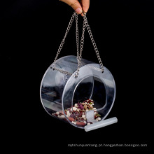 Caixa redonda de alimentos para aves acrílicas com copo de sucção